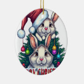 Cute Bunny Merry Christmas – Holiday Rabbit Keramisch Ornament (Rechts)