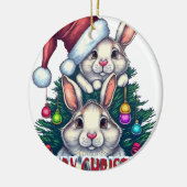 Cute Bunny Merry Christmas – Holiday Rabbit Keramisch Ornament (Links)