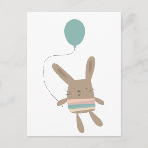 Cute Bunny met ballon Briefkaart