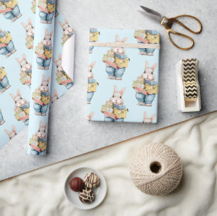 Cute Bunny met Birthday Gifts Wrapping Paper Cadeaupapier