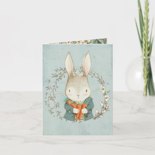 Cute Bunny met Carrots Easter Kaart (Voorkant)