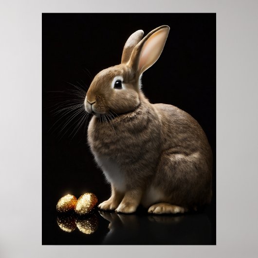 Cute Bunny met Golden Easter Wall Art Poster (Voorkant)