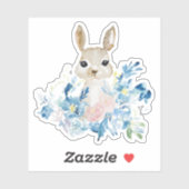 Cute Bunny met waterverf bloemen Sticker (Vel)