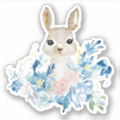 Cute Bunny met waterverf bloemen Sticker (Voorkant)