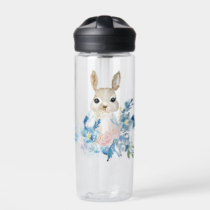 Cute Bunny met waterverf bloemen Waterfles