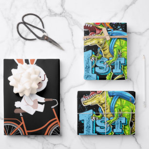 Cute Bunny on Bike Rabbit Cycling Bicycle Bunny Inpakpapier Vel