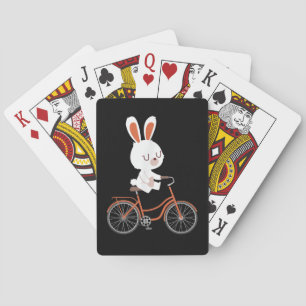 Cute Bunny on Bike Rabbit Cycling Bicycle Bunny Pokerkaarten
