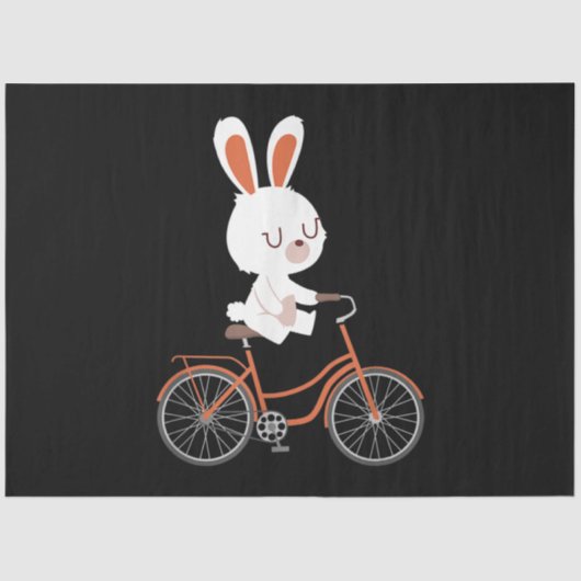Cute Bunny on Bike Rabbit Cycling Bicycle Bunny Tissuepapier (Voorkant)