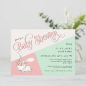 Cute Bunny Pastel Girl Baby shower Invitation (Debout devant)