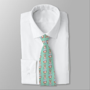 Cute Bunny Patroon Nekdas Leuke Pasen & Dier Stropdas