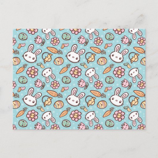 Cute Bunny Pattern Briefkaart (Voorkant)