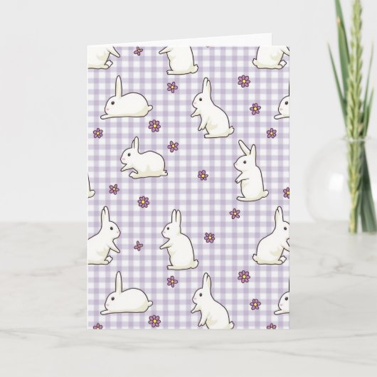 Cute Bunny Pattern Greeting Card Kaart (Voorkant)