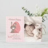 Cute Bunny Photo Birth Announcement Aankondiging (Staand voorkant)