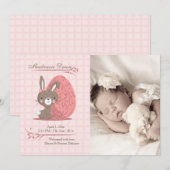Cute Bunny Photo Birth Announcement Aankondiging (Voorkant / Achterkant)
