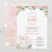 Cute Bunny Pink Floral Fairy Lights Baby shower (Voorkant / Achterkant)