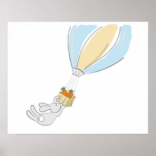 Cute Bunny poster (vliegend voor wortelen) (Voorkant)