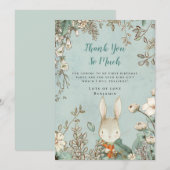 Cute Bunny Poudre Bleu Premier Anniversaire Merci (Devant / Derrière)