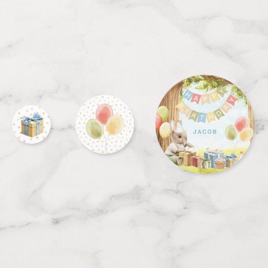 Cute Bunny Premier Anniversaire Table Confetti (Derrière)