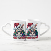 Cute Bunny Prettig Kerstmis Koppel Mok Set – Holid