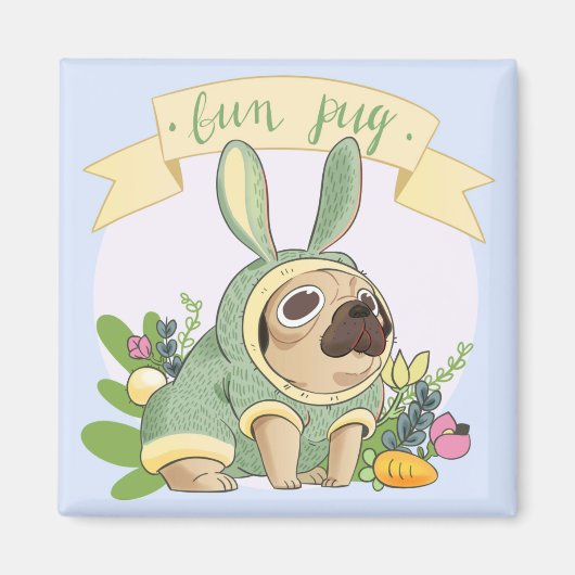 Cute Bunny Pug Magneet (Voorkant)