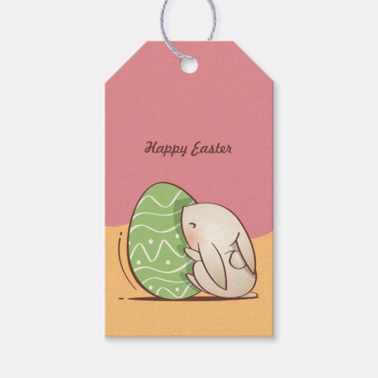 Cute Bunny push Green Easter Egg Cadeaulabel (Voorkant)