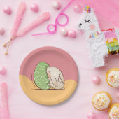 Cute Bunny push Green Easter Egg Papieren Bordje (Feest)