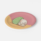 Cute Bunny push Green Easter Egg Papieren Bordje (Gekanteld)
