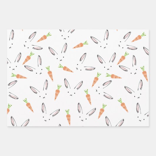 Cute Bunny Rabbit and Carrot Wrapping Paper (Voorkant 3)