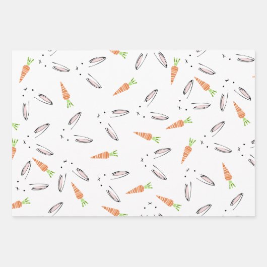 Cute Bunny Rabbit and Carrot Wrapping Paper (Voorkant)