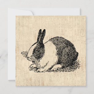 Cute Bunny Rabbit Animal Art Illustratie Feestdagenkaart
