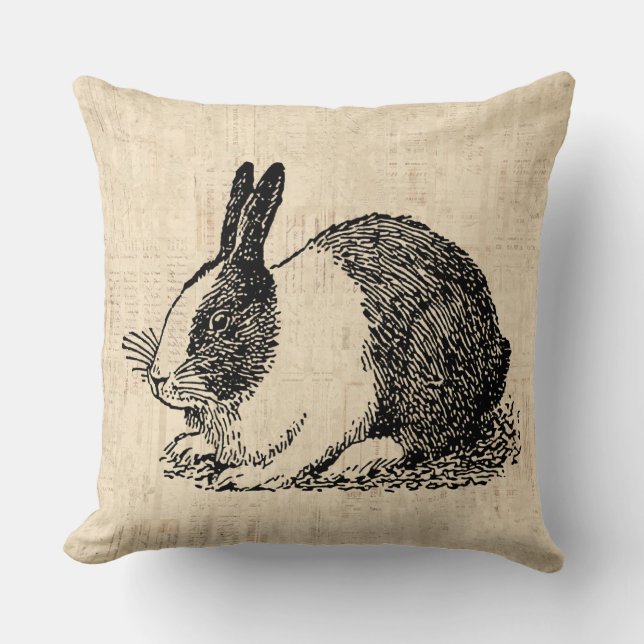 Cute Bunny Rabbit  Animal Art Illustratie Kussen (Voorkant)