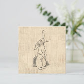Cute Bunny Rabbit Art Script Background Kaart (Staand voorkant)