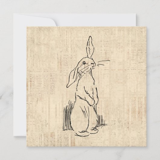 Cute Bunny Rabbit Art Script Background Kaart (Voorkant)