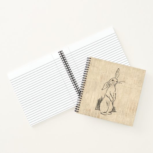 Cute Bunny Rabbit Art Script Background Notitieboek (Binnen)