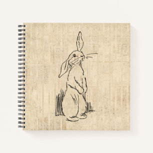 Cute Bunny Rabbit Art Script Background Notitieboek
