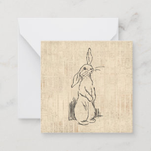 Cute Bunny Rabbit Art Script Background Notitiekaartje