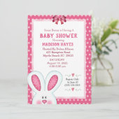 Cute Bunny Rabbit Baby shower Invitation Kaart (Staand voorkant)