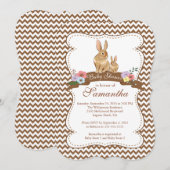 Cute Bunny Rabbit Baby Shower Invitations Kaart (Voorkant / Achterkant)