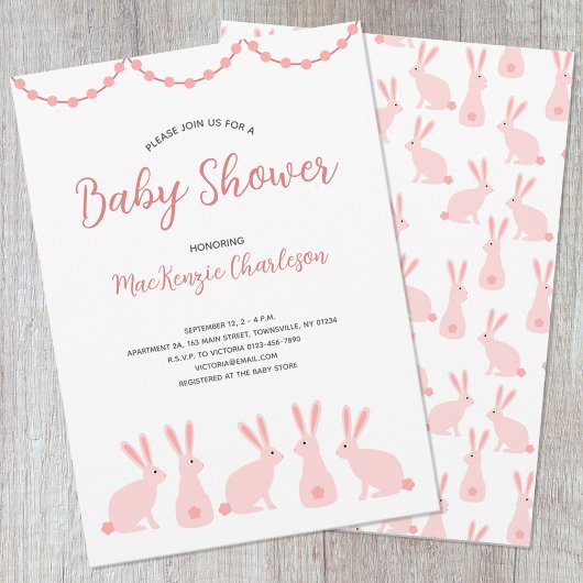 Cute Bunny Rabbit Baby shower Kaart