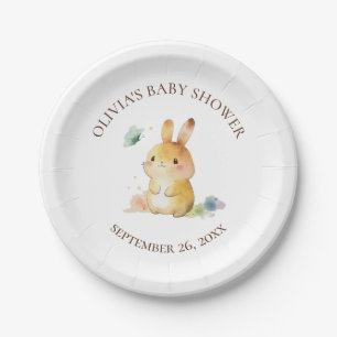 Cute Bunny Rabbit Baby shower Neutral Personalized Papieren Bordje