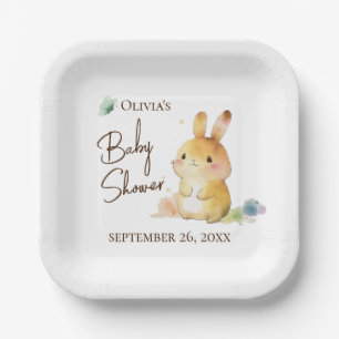Cute Bunny Rabbit Baby shower Neutral Personalized Papieren Bordje