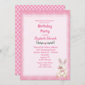 Cute Bunny Rabbit Birthday Party Kaart (Voorkant / Achterkant)