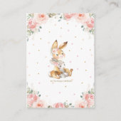 Cute Bunny Rabbit Blush Floral Diaper Raffle Informatiekaartje (Achterkant)