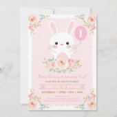 Cute Bunny Rabbit Blush Floral Paasdag Kaart (Voorkant)