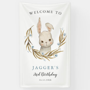 Cute Bunny Rabbit Boy Birthday Party Welkom Spandoek