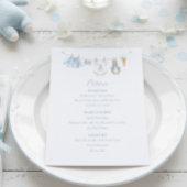 Cute Bunny Rabbit Boy Clothesline Baby Shower  Menu