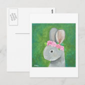 Cute Bunny Rabbit Briefkaart Bunny Flower Crown Ca (Voorkant / Achterkant)
