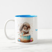 Cute Bunny Rabbit Chef Baker Cake Tweekleurige Koffiemok (Links)