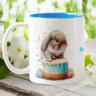 Cute Bunny Rabbit Chef Baker Cake Tweekleurige Koffiemok