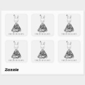 Cute Bunny Rabbit Doodle Yoga Meditation Quote Vierkante Sticker (Vel)